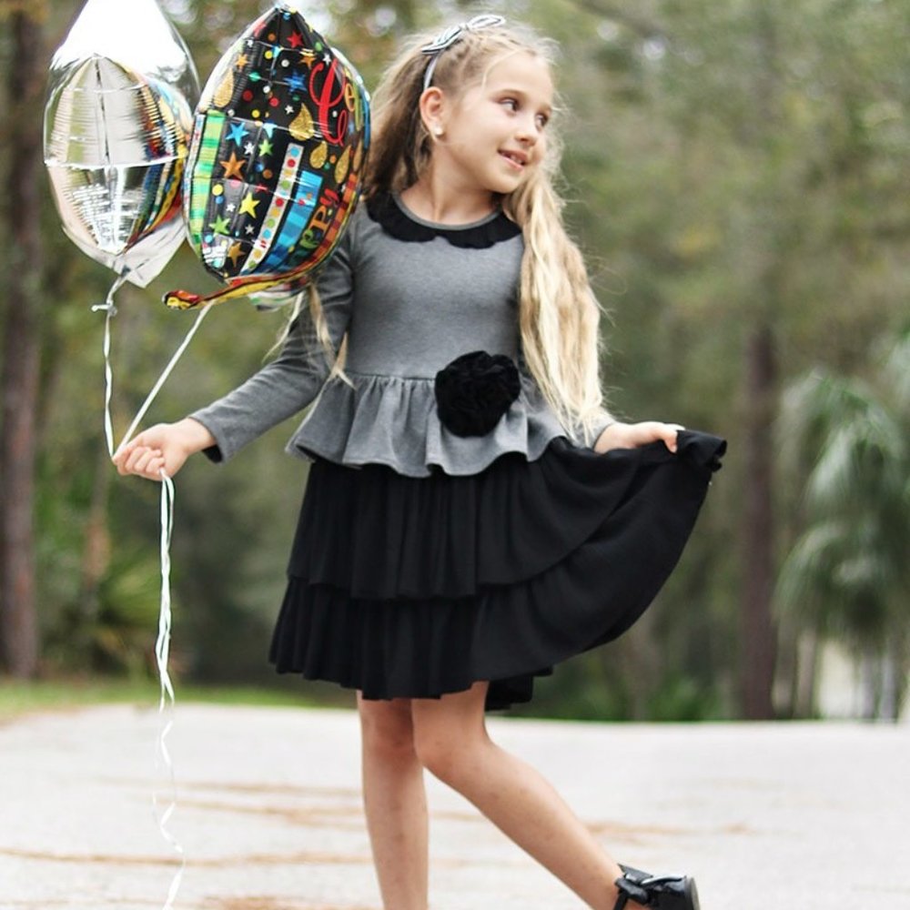 Sissy Mini Los Angeles: Fit and Flare Baby Doll Ruffled Peplum Dress in 2T to 8